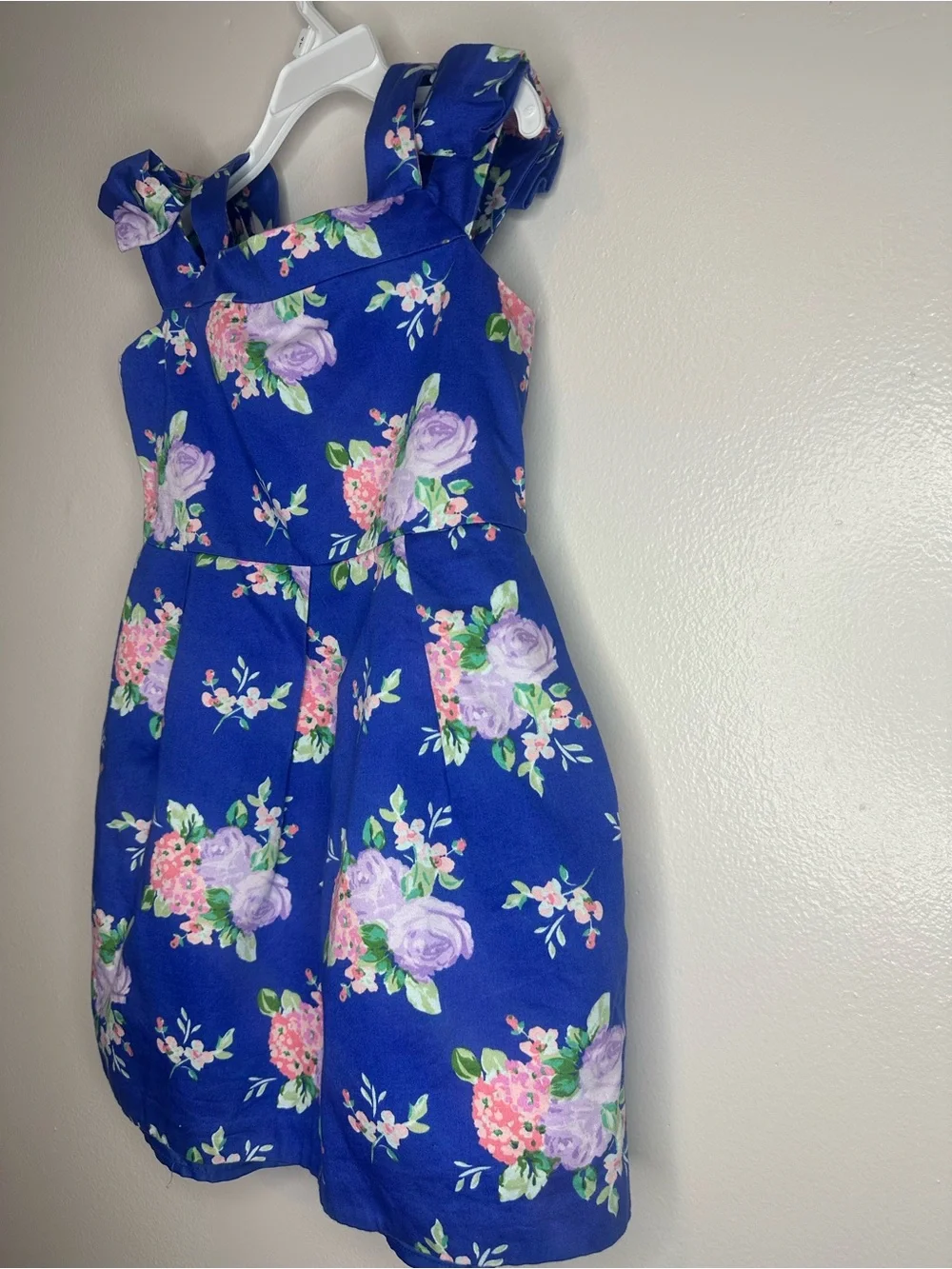 Janie and Jack Royal Blue Floral Off the Shoulder Summer Dress size 6